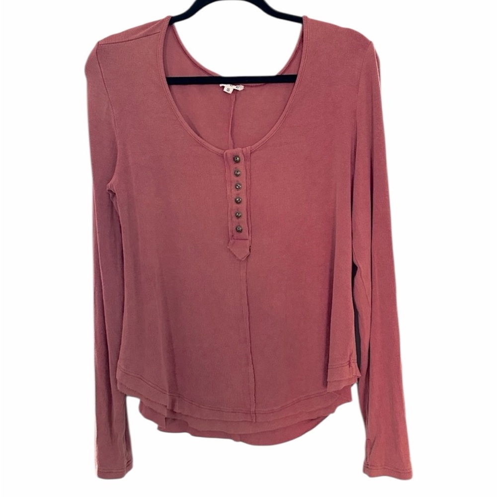 The POL Relaxed Fit Henley - Women’s Size Small - NWOT - Color/Orange PTP 19.5”